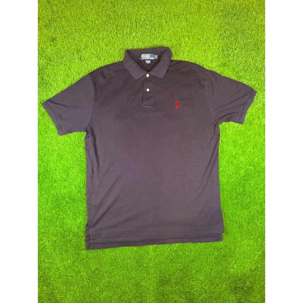 Polo Ralph Lauren Mens Large Navy Blue Short Sleeve Polo Shirt Red Pony Logo